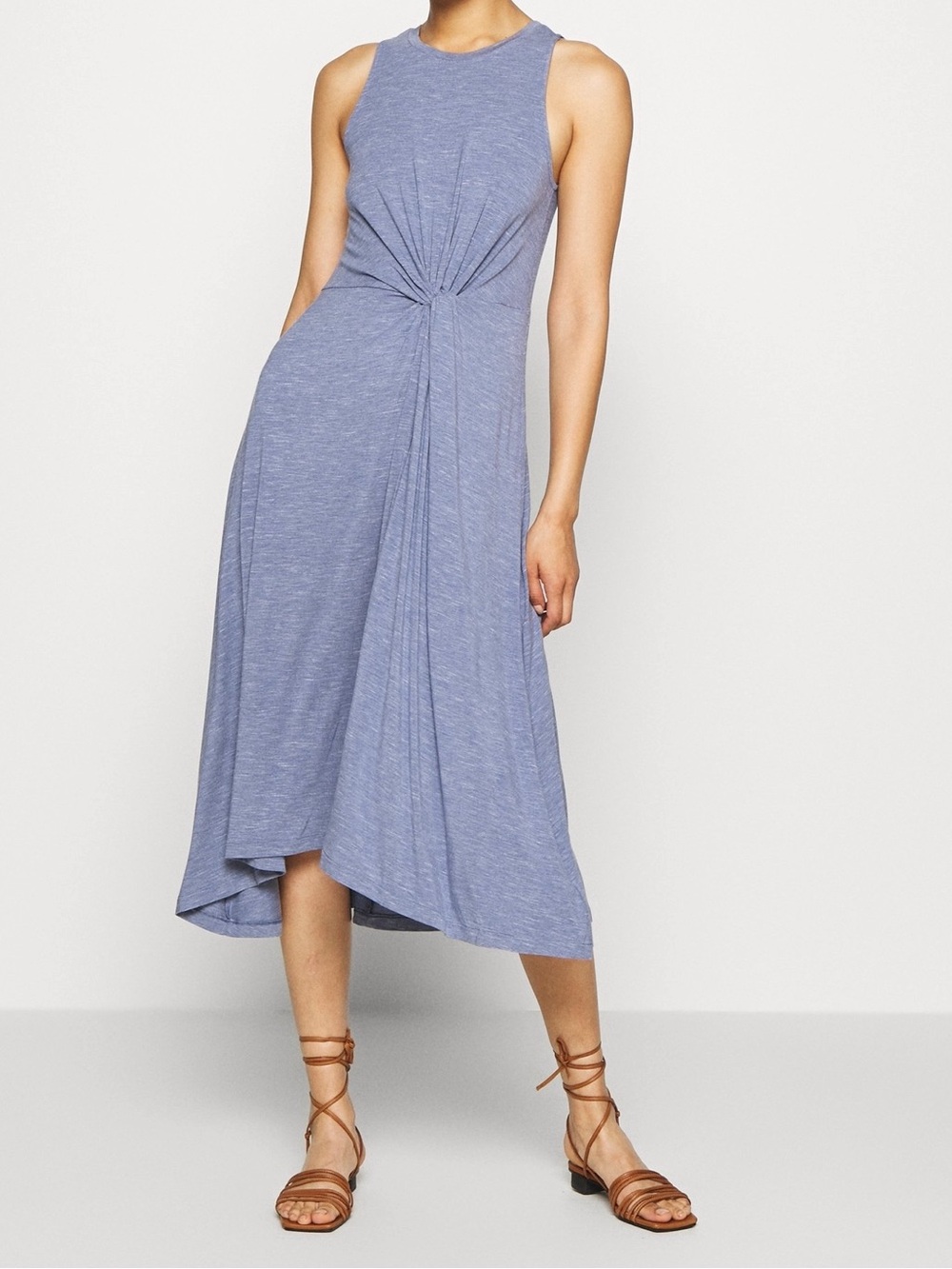 GAP Sleeveless Twist Front Jersey Dress - Light Blue Size L